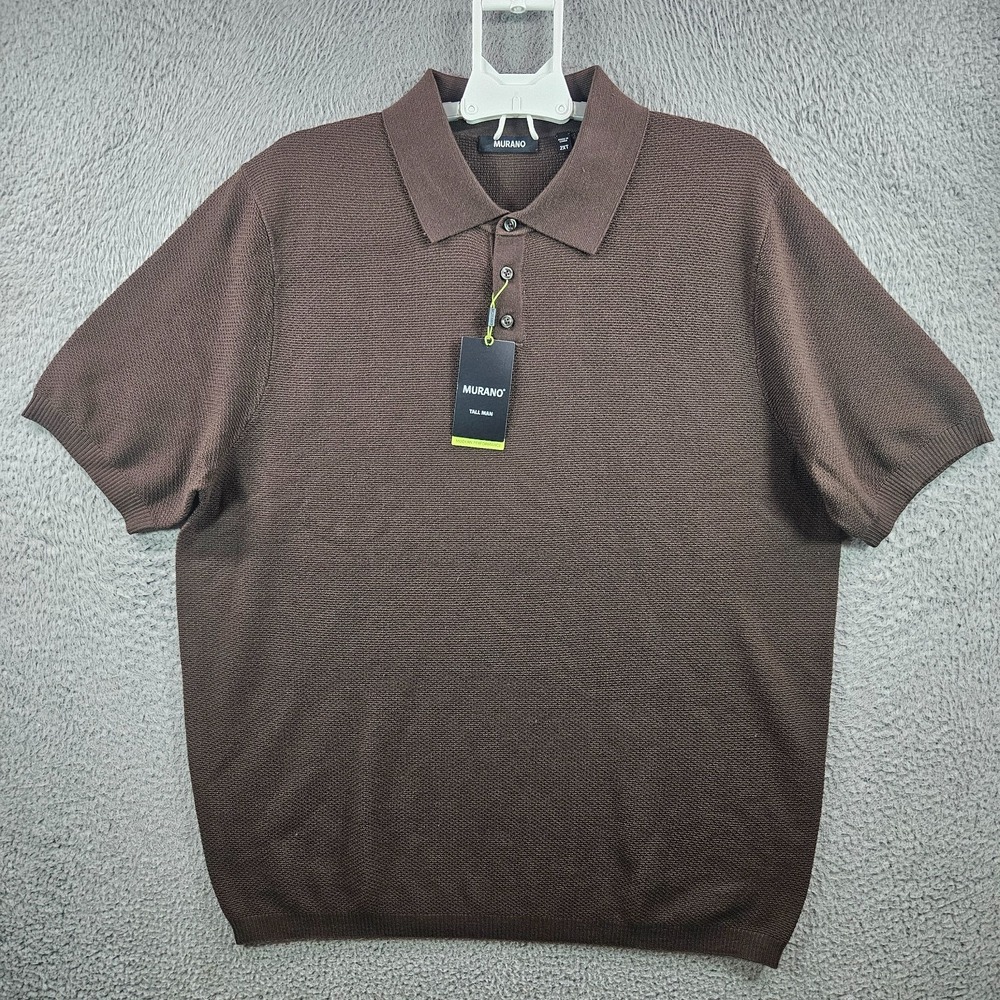 NEW Murano‎ Knit Polo Shirt Men 2XT Tall Short Sleeve Brown